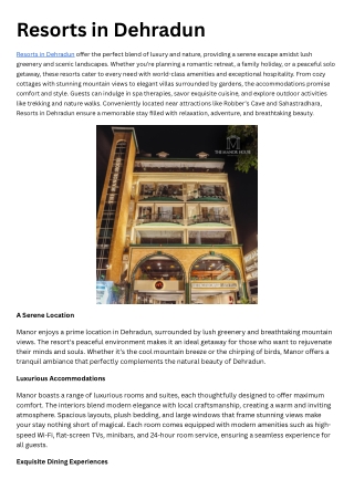 Resorts in Dehradun-1