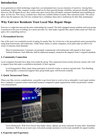 Why Fairview Residents Trust Local Mac Repair Shops