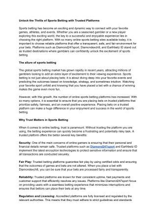 Unlock the Thrills of Sports Betting with Trusted Platforms