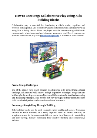 How to Encourage Collaborative Play Using Kids Building Blocks
