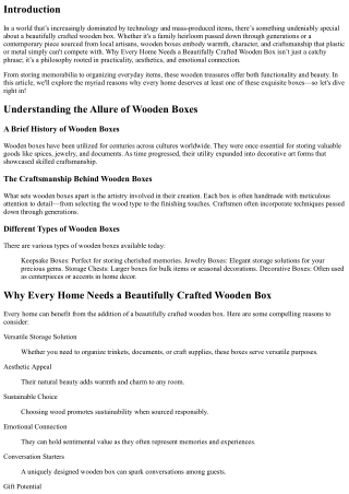 “Why Every Home Needs a Beautifully Crafted Wooden Box”