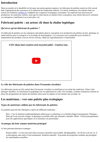 Fabricants de palettes : vers une production plus verte