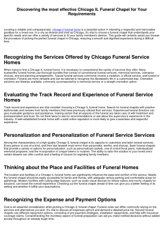 Discovering the Best Chicago IL Funeral Home for Your Needs