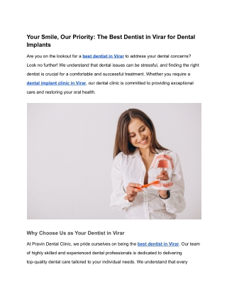 The Best Dentist in Virar_ Your Smile, Our Priority