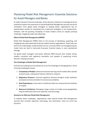 Mastering Model Risk Management Essential Solutions for Asset Managers and Banks