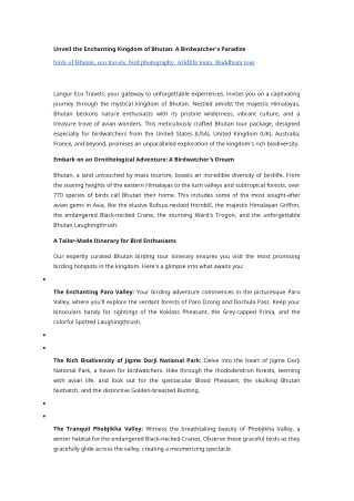 Prime Birding Locations