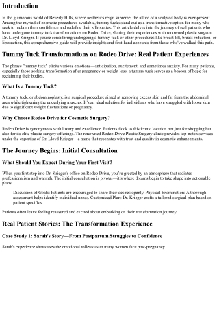 Tummy Tuck Transformations on Rodeo Drive: Real Patient Experiences