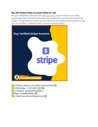 Buy Old Verified Stripe Accounts in Bulk (PVA, Old)