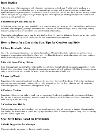 **“How to Dress for a Day at the Spa: Tips for Comfort and Style”**