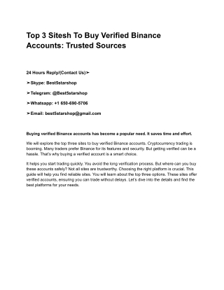 Buying verified Binance accounts has become a popular need