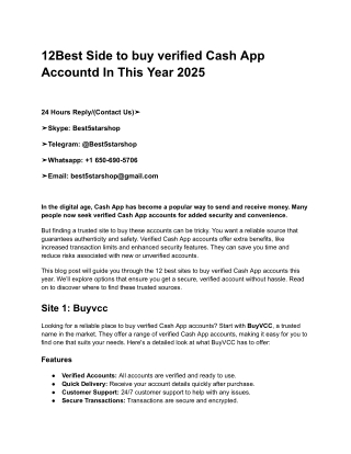 12Best Side to buy verified Cash App Accountd In This Year 2025