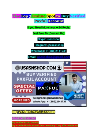 The Top 3 Online Spot to Buy Verified Paxful Account