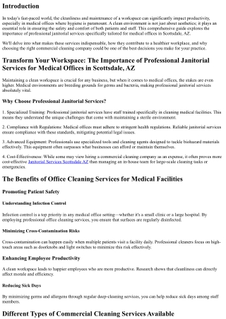 **Transform Your Workspace: The Importance of Professional Janitorial Services f