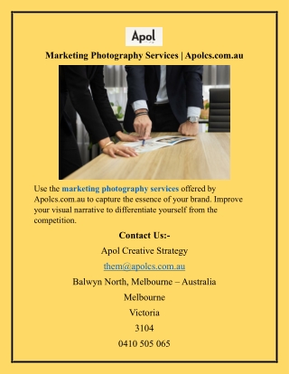 Marketing Photography Services  Apolcs.com.au