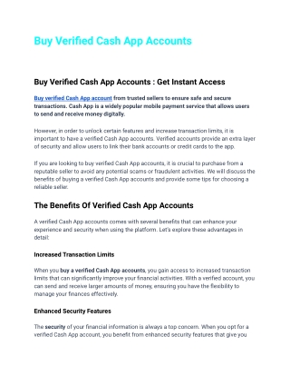 How To Buy; Verified Cash App Accounts in 2030