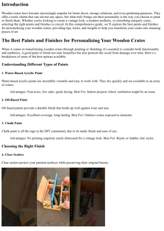 “The Best Paints and Finishes for Personalizing your wooden crates”