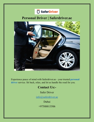 Personal Driver Saferdriver.ae