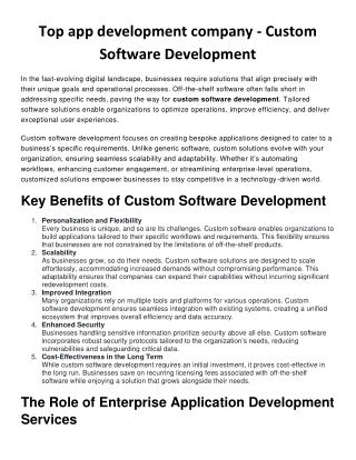 Top app development company - Custom Software Development