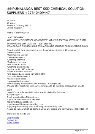 27░6404░09447░;;'.,; BUY PURE 99% SSD CHEMICAL SOLUTION&ACTIVATION POWDER:  276