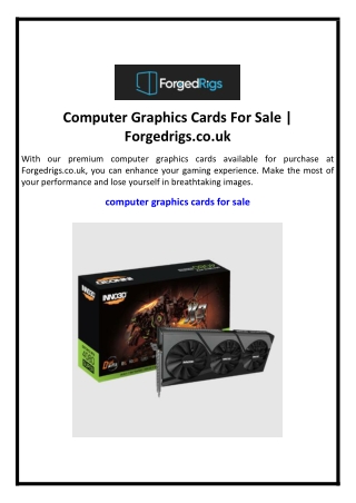 Computer Graphics Cards For Sale | Forgedrigs.co.uk