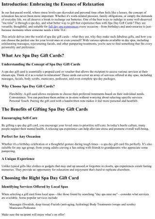 **Spa Day Gift Cards: The Gift of Relaxation for Every Occasion!**