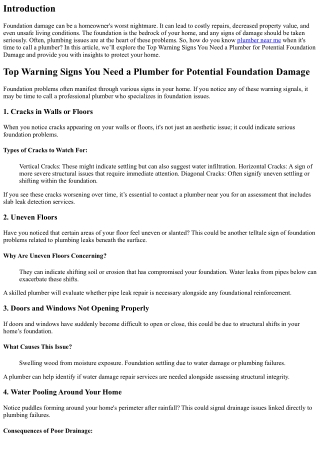 Top Warning Signs You Need a Plumber for Potential Foundation Damage