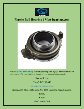 Plastic Ball Bearing  Mag-bearing.com