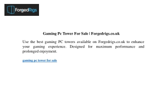 Gaming Pc Tower For Sale  Forgedrigs.co.uk