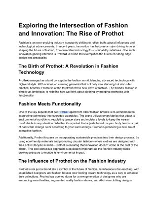 Exploring the Intersection of Fashion and Innovation_ The Rise of Prothot