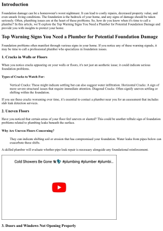 Top Warning Signs You Need a Plumber for Potential Foundation Damage