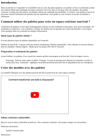 Comment utiliser des palettes pour créer un espace extérieur convivial ?