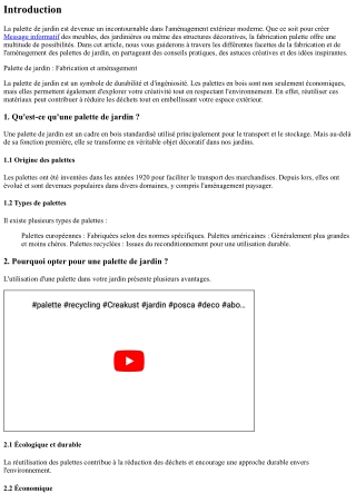 Palette de jardin : Fabrication et aménagement