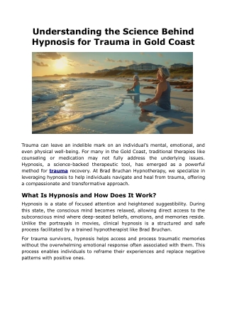 Understanding the Science Behind Hypnosis for Trauma in Gold Coast