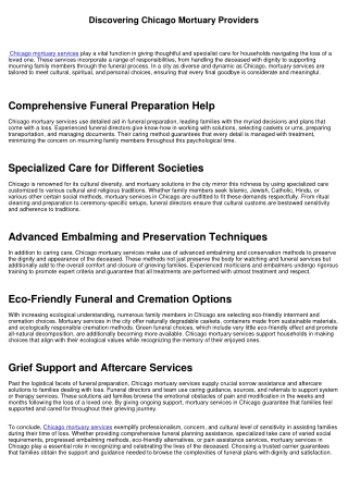 Exploring Chicago Mortuary Providers