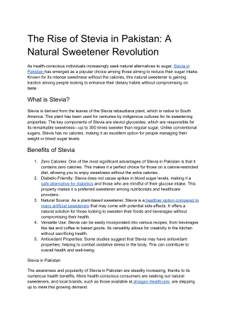 The Rise of Stevia in Pakistan_ A Natural Sweetener Revolution (1)
