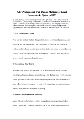 Why Professional Web Design Matters for Local Businesses in Qatar in 2025