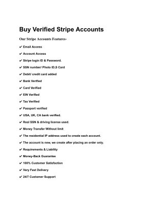 Top 24 Place to Buy Verified Stripe Accounts, Instant Delivery
