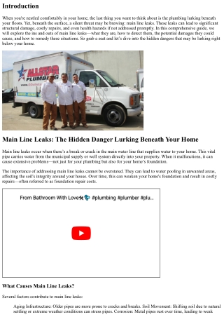 Main Line Leaks: The Hidden Danger Lurking Beneath Your Home