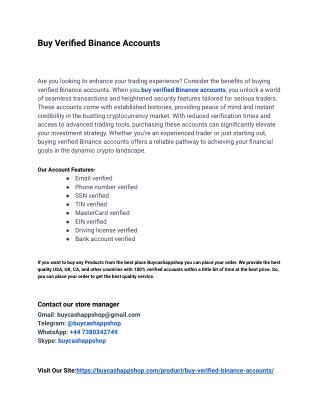 How to Buy Verified Binance Accounts  9.9 Easy Steps