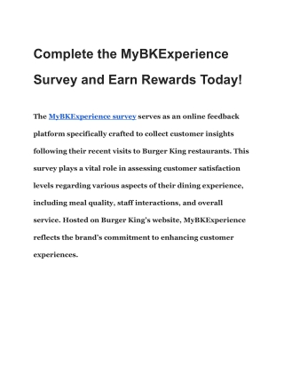 MyBKExperience – Burger King Survey– Free Whopper