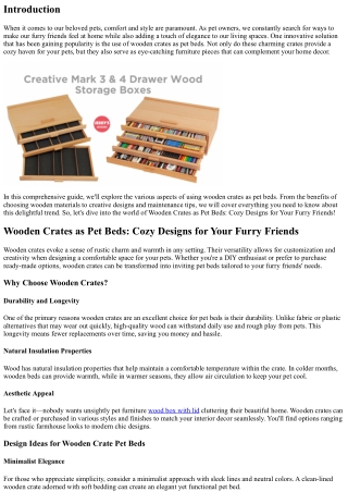 Wooden Crates as Pet Beds: Cozy Designs for Your Furry Friends