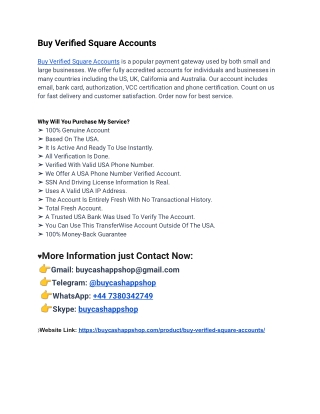 Best Guide To Buy Verified Square Accounts In Online