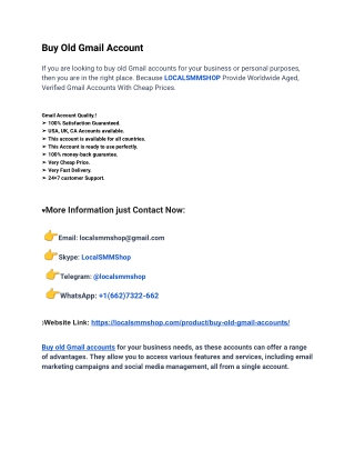 Best Guide To Buy Old Gmail Accounts In Online