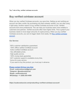 Top 7 site to Buy, verified coinbase accounts