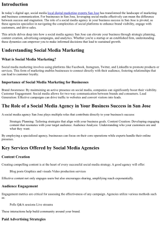 The Role of a Social Media Agency in Your Business Success in San Jose