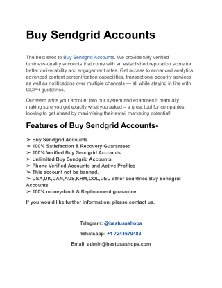 Buy Sendgrid Accounts