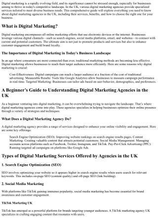 “A Beginner’s Guide to Understanding Digital Marketing Agencies in the UK.”