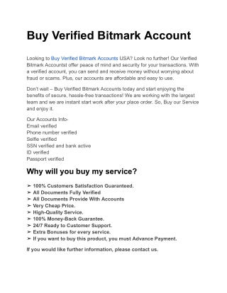 Buy Verified Bitmark Account