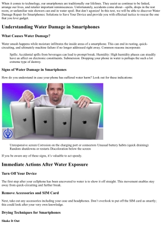 Water Damage Repair for Smartphones: Solutions to Save Your Device