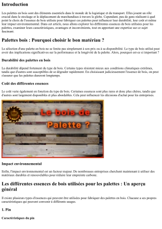 Les différentes essences de bois utilisées pour les palettes